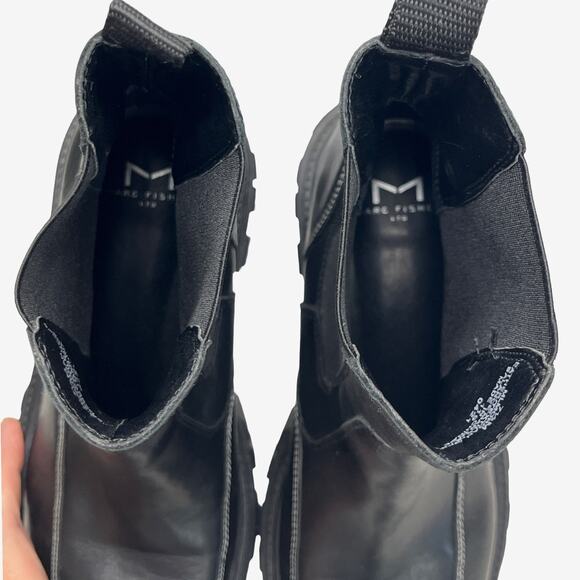 Marc Fisher LTD Morgan Black Leather Lug Sole Chelsea Boots 7.5 Chunky Platform - Picture 4 of 10